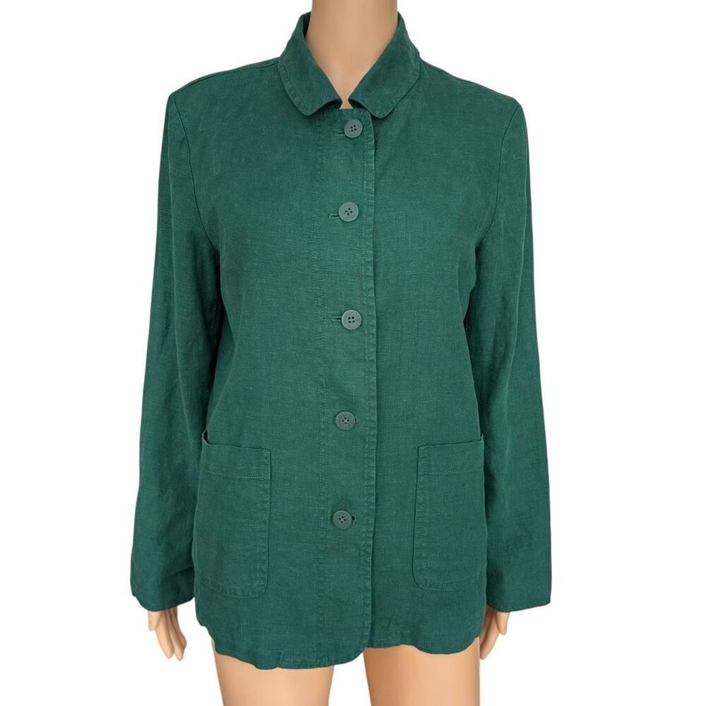 Seasalt Coastal Paddle Jacket 100% linen rounded collar patch pockets size M